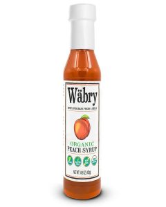 Wabry Organic Peach Syrup – 14.9oz (420g), Natural Fruit Syrups for Drinks, Pancakes, Tea, Shaved Ice and Ice cream, Vegan, Non-GMO, Dye-Free Snow Cone Syrup – BPA-Free Plastic Bottle