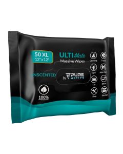 Pure Active XXL Adult Wipes for Elderly No Rinse Hygiene Wipes for Shower Travel and Camping 12x12 Unscented 50 Pack