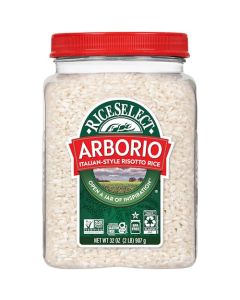 RiceSelect Arborio Rice Premium Short Grain Italian Risotto Rice GlutenFree NonGMO Kosher 32oz Jar Pack of 1
