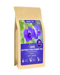 FullChea - Butterfly Pea Flower Tea Bags, 30 Teabags, 1.3g/bag - Premium Dried Butterfly Pea, Cultivated From Thailand - Non-GMO - Caffeine-free - Rich In Antioxidants & Support Eye Health