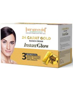 Aryanveda 24 Carat Gold Bleach Cream for Face Body DeTan Reduces Blemishes Pigmentation Glowing Skin for Men Women 400g