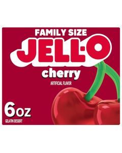 JellO Cherry Gelatin Dessert Mix Family Size 6 oz Box