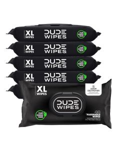 DUDE Wipes - Flushable Wipes for Adults - 6 Pack, 288 Wipes - Odor Destroyer XL Adult Wet Wipes - Deodorizing with Clean Scent - Up to 24 Hours of Odor-Destroying Technology