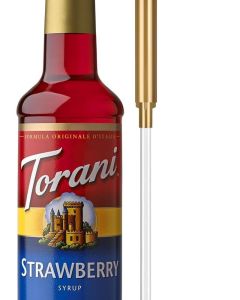 Torani Strawberry Syrup with Pump - 25.4 Oz Bottle for Flavoring Drinks
