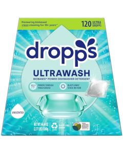 Dropps UltraWash Dishwasher Detergent Pods Unscented 120 Ct Free Clear Cuts Grease StuckOn Food Sparkling Dishes Glasses ResidueFree Clean Ingredients Plastic Free Packaging