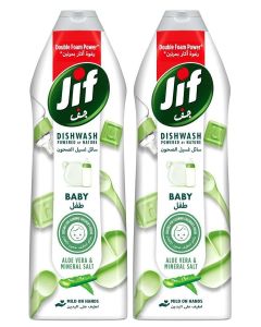 JIF Baby Dishwashing Liquid, Aloe Vera & Mineral Salt, Suitable for cleaning children's dishes, 2x670ml